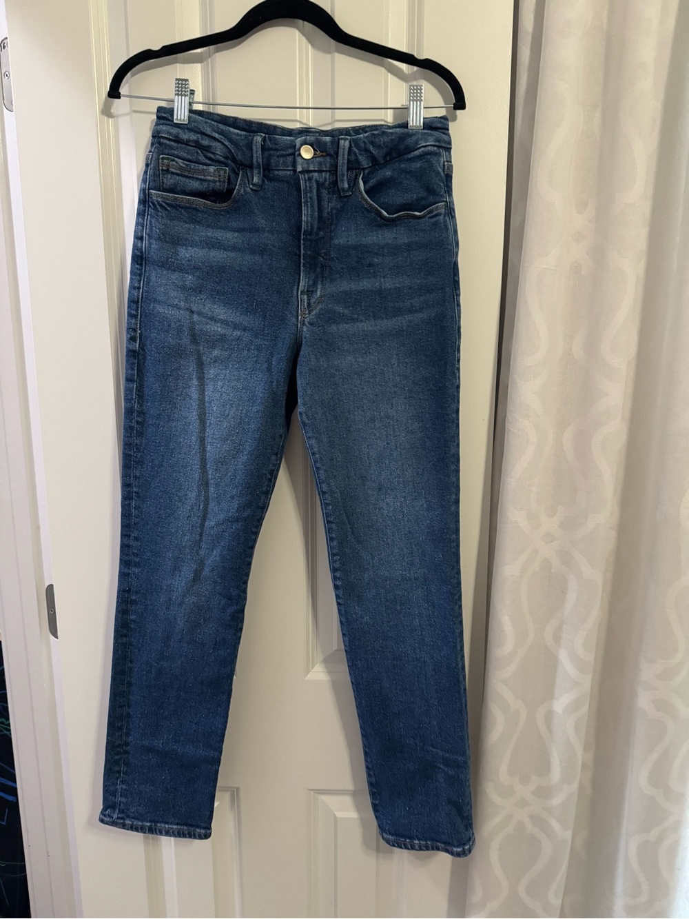 Good American Dark Blue Slim Ankle Jeans